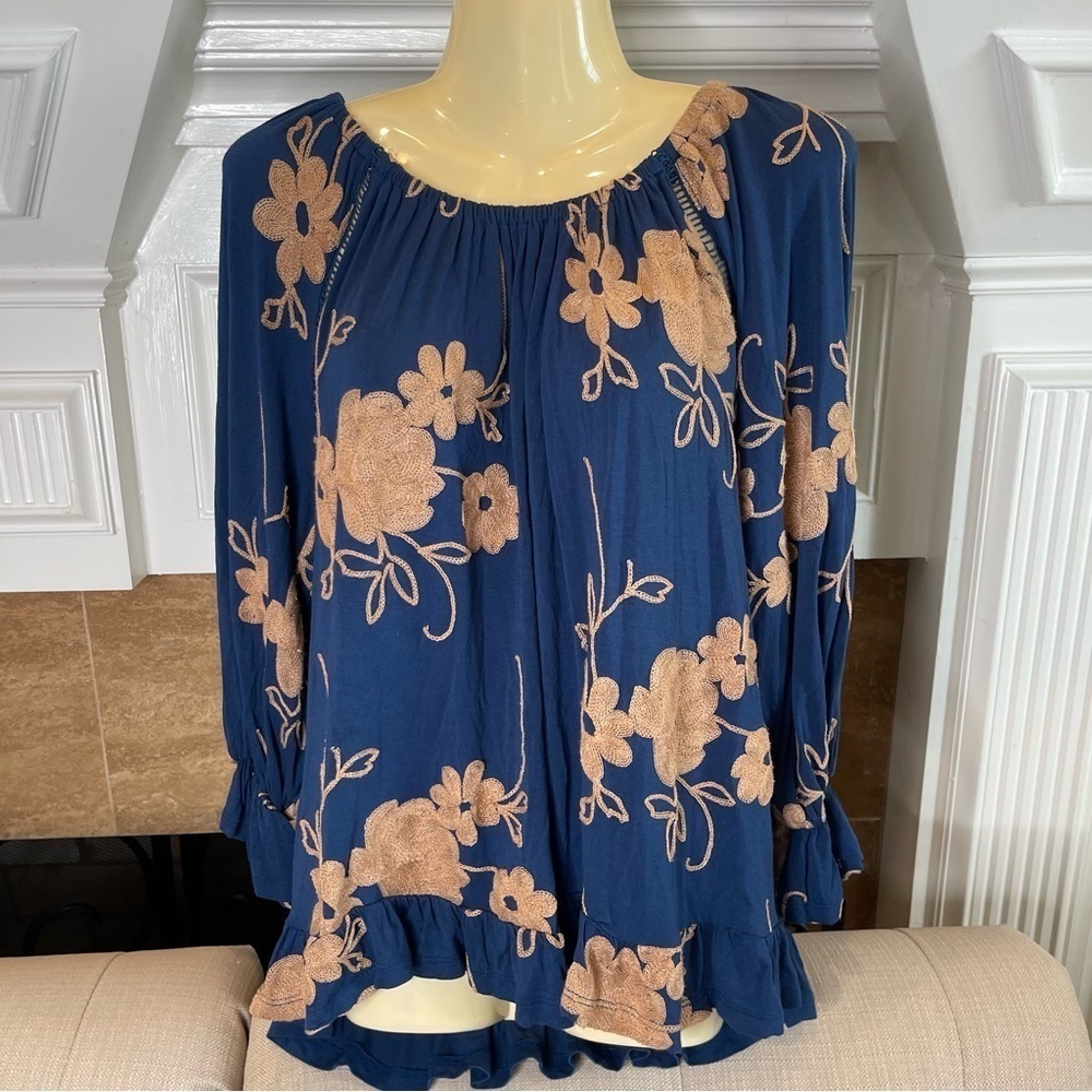 W:  Anthropologie LIV Los Angeles Blouse Women’s M Peasant Top Boho Embroidered